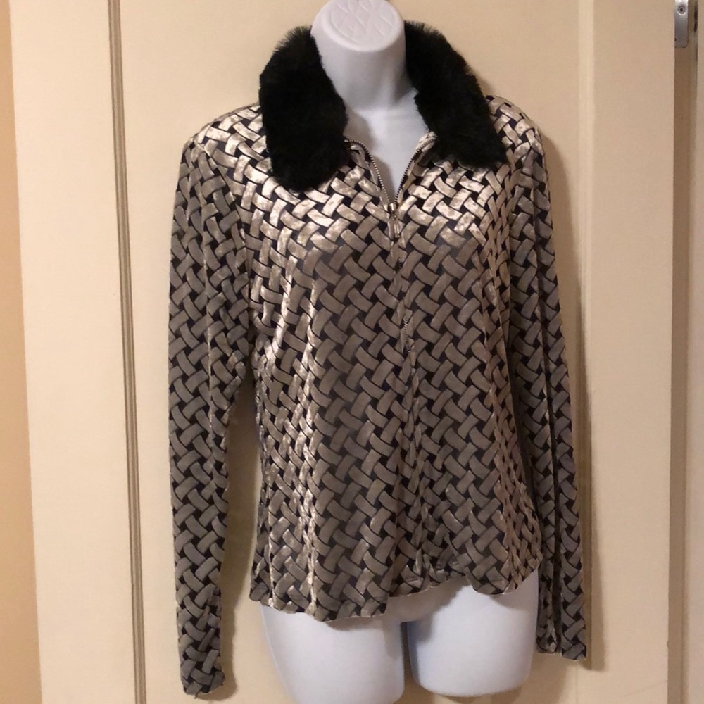 Zip up velour top